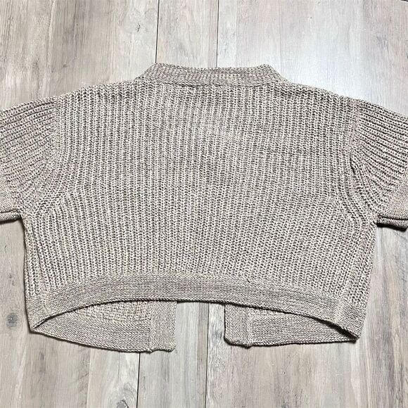 August Silk Women's XL Brown Short Sleeve Knitted Cardigan Sweater - Picture 2 of 9